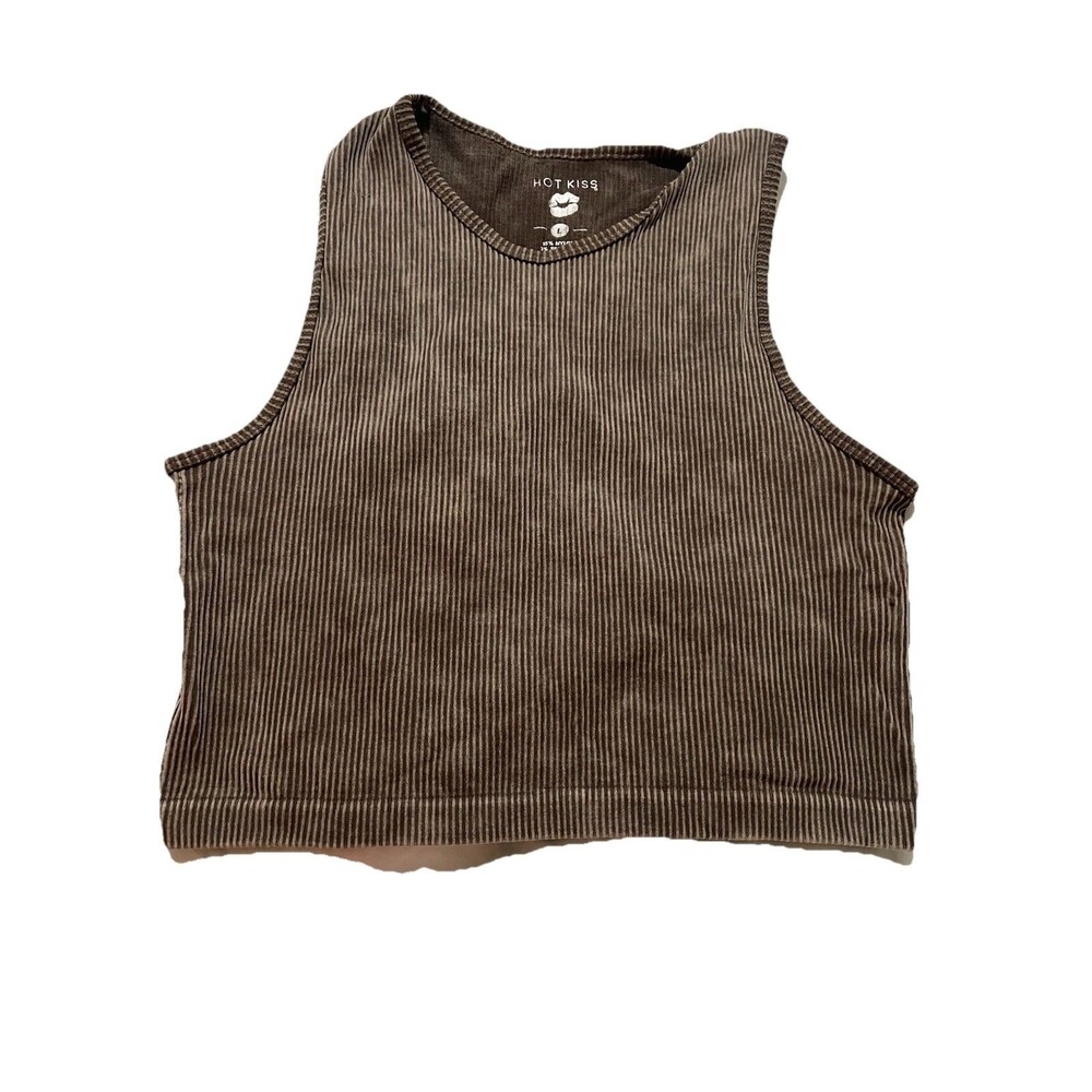 Hot Kiss Ribbed Sleeveless Crop Top (L)